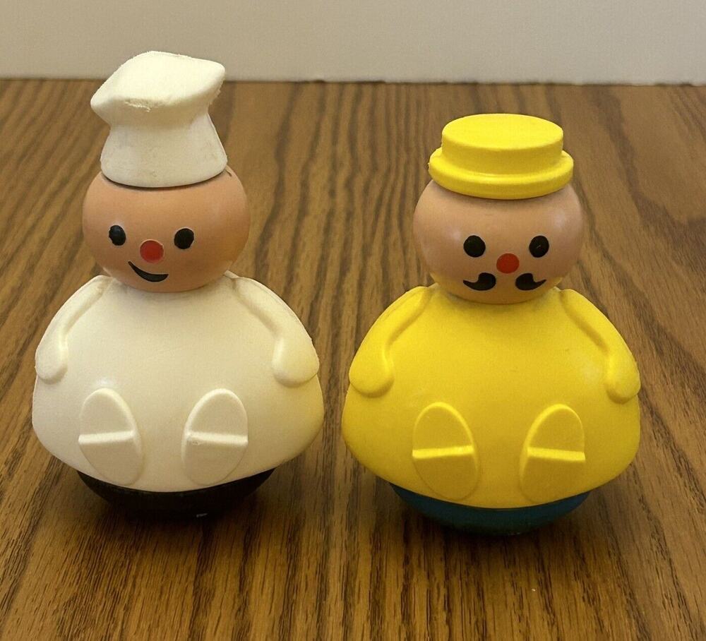 Fisher Price Little People Weeble Wobble Butcher & Baker Roly Poly Toy Figures